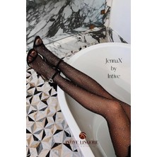 Intive Lingerie Jennax Parlak Taşlı Küçük File Külotlu Çorap