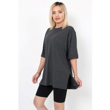 Kübra Tekstil Yarım Kollu T-shirt Tunik İçlik Antrasit