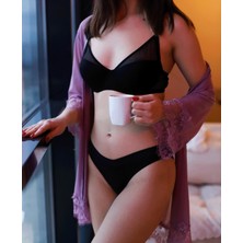 Intive Lingerie Kadın Rahat Kumaş Önü V Detaylı Günlük Kullanım Mikro Saten Slip- Natalia