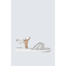Deery Gümüş Rengi Kadın Taşlı Sandalet - K7512ZGMSC01