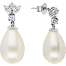 Sirius Pırlanta Markiz Kesim Pırlantalı Drop Inci Küpe 0423E0019