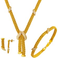 Bilezikci Tasarım Kemerli Örgü Altın Takı Seti