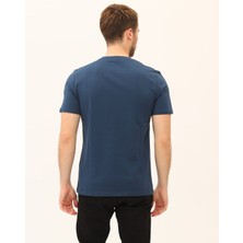 Kübra Tekstil Baskılı Navy Peony Erkek T-Shirt