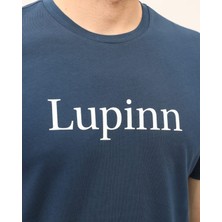 Kübra Tekstil Baskılı Navy Peony Erkek T-Shirt