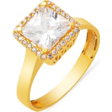 Bilezikci 22 Ayar Cushion Kesim Baget Altın Yüzük