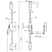 Assa Abloy Ped 200 Gv  2/3 Nokta Yüzey Montajlı En 1125, F Panik Bar  Alüminyum Naturel Renkli