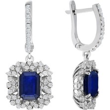 Sirius Pırlanta Pırlanta ve Oktagon Kesim Safir Taşlı Küpe 0423E0058