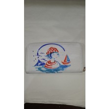 Es Dekor Denizci Kız Cüzdan Koleksiyon Ürünü Kadın Cüzdanı Pu Deri 630 Denye Baskılı Kumaş
