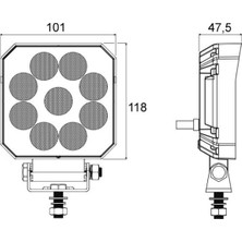 Hubstein 16W Kare 9 Ledli Kombo Sis Farı Off Road Çalışma Tekne Lambası CHM02