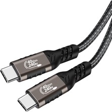 Fibaks Thunderbolt Uyumlu Type-C To Type-C Usb4 Pd 0.2 Metre Data Kablosu 240W 40GBPS 8k 60Hz