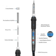 Electrimax Lcd Ekranlı Isı Ayarlı Sıcaklık Ayarlanabilir Kalem Havya Lehim Makinası, Lehim Ve Pasta