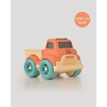 Let's Be Child Sesli ve Işıklı Minik Pikap 31016 Turuncu - Bej Kasalı, Çocuklar Için Oyuncak Pikap