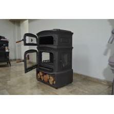 Flame Stove FS-034YK St A. Premium Lüx 3 Camlı Odunluklu Yan Kapaklı Kuzineli Döküm Soba