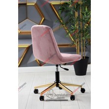 Lucia Gold Ayaklı Çalışma Koltuğu (Pembe Kumaş)