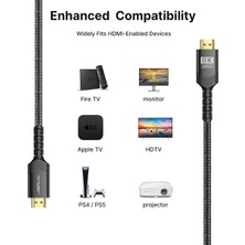 Jsaux 8k UHD Uzun HDMI Kablosu 48GBPS Yüksek Hızlı HDMI 2.1 Örgülü Oyuncu Kablo 4K 120Hz 144Hz 8k 60Hz Dinamik Hdr Dts:x 1080P 3D Earc Dizüstü Bilgisayar UHD Tv Oyun Monitörü Ps5 Ps4 Uyumlu CV0011