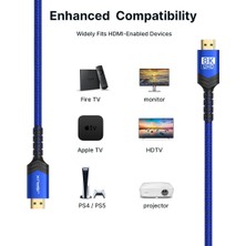 Jsaux 8k UHD Uzun HDMI Kablosu 48GBPS Yüksek Hızlı HDMI 2.1 Örgülü Oyuncu Kablo 4K 120Hz 144Hz 8k 60Hz Dinamik Hdr Dts:x 1080P 3D Earc Dizüstü Bilgisayar UHD Tv Oyun Monitörü Ps5 Ps4 Uyumlu CV0011