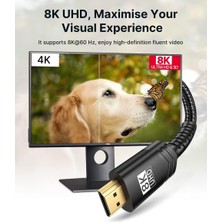 Jsaux 8k UHD Uzun HDMI Kablosu 48GBPS Yüksek Hızlı HDMI 2.1 Örgülü Oyuncu Kablo 4K 120Hz 144Hz 8k 60Hz Dinamik Hdr Dts:x 1080P 3D Earc Dizüstü Bilgisayar UHD Tv Oyun Monitörü Ps5 Ps4 Uyumlu CV0011