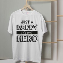 Mor Mürekkep Son's Daddy Baskılı Babalar Günü Erkek Tshirt
