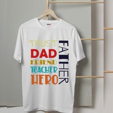 Mor Mürekkep Father Baskılı Babalar Günü Erkek Tshirt