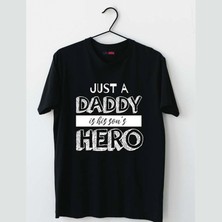 Mor Mürekkep Son's Daddy Baskılı Babalar Günü Erkek Tshirt