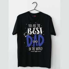 Mor Mürekkep Best Dad Baskılı Babalar Günü Erkek Tshirt