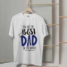 Mor Mürekkep Best Dad Baskılı Babalar Günü Erkek Tshirt