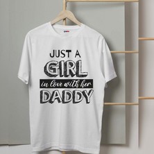 Mor Mürekkep Gril's Daddy Baskılı Babalar Günü Erkek Tshirt