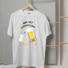 Mor Mürekkep Together Biberon Baskılı Babalar Günü Erkek Tshirt