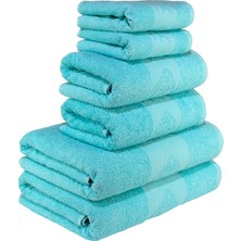 Textile Colors Beta Balık Desenli 100% Pamuk Banyo Havlu Seti 6 Adet