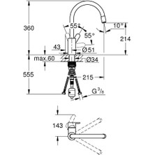 Grohe Eurostyle Cosmopolitan Tek Kumandalı Evye Bataryası 31126004