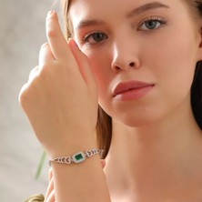 İpek Silver 925 Ayar Gümüş Zirkon Taşlı Kalp Motifli Bileklik Silver