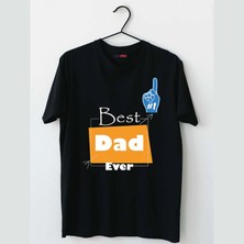 Mor Mürekkep Best Dad #1 Baskılı Babalar Günü Erkek Tshirt