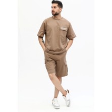 Owut Collection Erkek Relaxed/rahat Kesim Yazı Baskılı %100 Pamuk Şort Takım