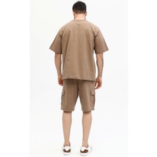 Owut Collection Erkek Relaxed/rahat Kesim Yazı Baskılı %100 Pamuk Şort Takım