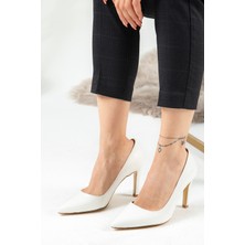 Deery Rugan Beyaz Stiletto Kadın Topuklu Ayakkabı - 0K101ZBYZM01