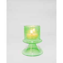 Missi Ayaklı Yeşil Cam Mumluk ve Tealıght Seti