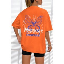 Only Trendwear Butterfly & Letter Graphic Tasarım Tshirt