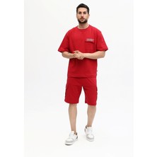 Owut Collection Erkek Relaxed/rahat Kesim Yazı Baskılı %100 Pamuk Şort Takım
