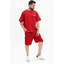 Owut Collection Erkek Relaxed/rahat Kesim Yazı Baskılı %100 Pamuk Şort Takım