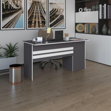 Kenzlife ofis masası kamikaze gri sol 75*170*60 kilitli kapaklı dolap şeritli bilgisayar çalışma masası