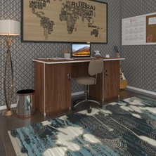 Kenzlife ofis masası masi oka cvz 75*170*60 kilitli kapaklı dolap çiftli bilgisayar çalışma masası