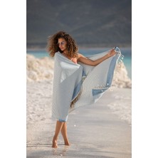 Buldan Store Lotus Peştemal (Mavi) %80 Pamuk %20 Bambu 95X180CM. Banyo Havlusu, Plaj Havlusu