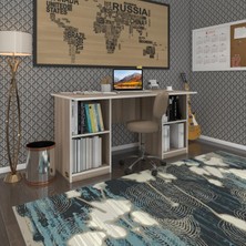 Kenzlife ofis masası pat morita crd 75*170*80 raflı dolap çiftli şeritli bilgisayar çalışma masası