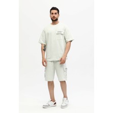 Owut Collection Erkek Relaxed/rahat Kesim Yazı Baskılı %100 Pamuk Şort Takım