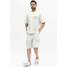 Owut Collection Erkek Relaxed/rahat Kesim Yazı Baskılı %100 Pamuk Şort Takım