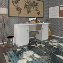 Kenzlife ofis masası masi oka byz 75*170*80 kilitli kapaklı dolap çiftli bilgisayar çalışma masası