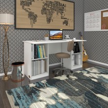 Kenzlife ofis masası masi oka byz 75*150*60 raflı dolap çiftli bilgisayar çalışma masası