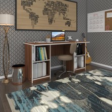 Kenzlife ofis masası masi oka cvz 75*160*80 raflı dolap çiftli bilgisayar çalışma masası