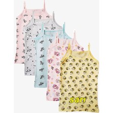 Hepsine Rakip 5li Kız Çocuk Atlet Pamuklu Baskılı Rengarenk Kaliteli Eğlenceli