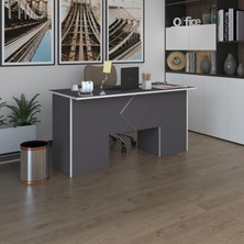 Kenzlife ofis masası kuma kengo gri 75*150*80 raflı dolap çiftli eşkenar bilgisayar çalışma masası